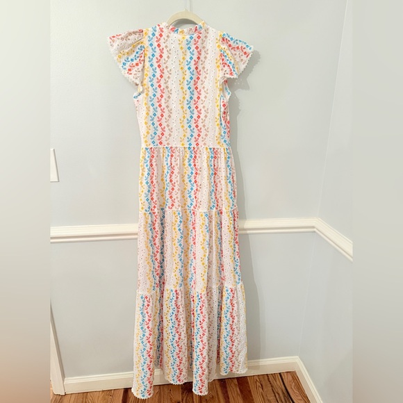 ANTONIO MELANI Dress Maxi Embroidered Eyelet Tiered  Size 2 Cotton Lined - Picture 5 of 8